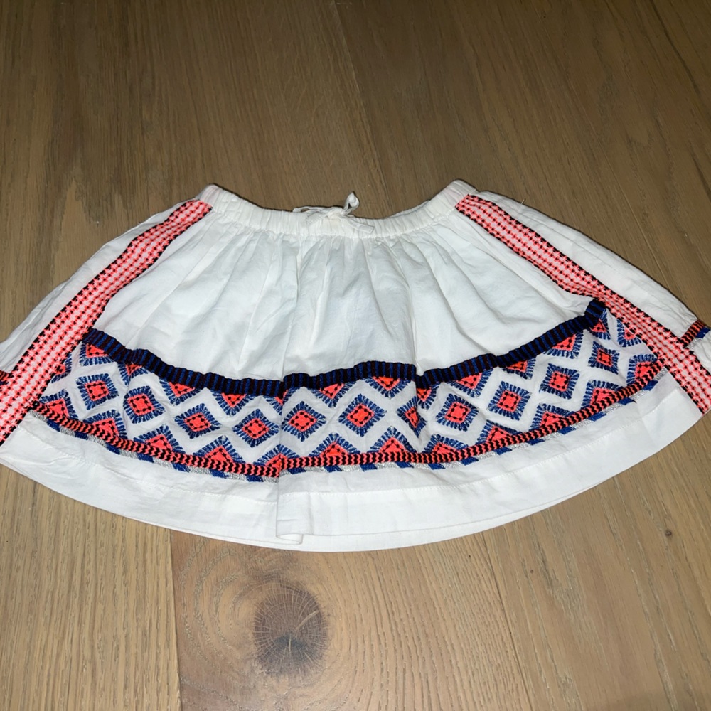 Crewcuts elastic skirt 3t NWT boho navy and coral embroidery